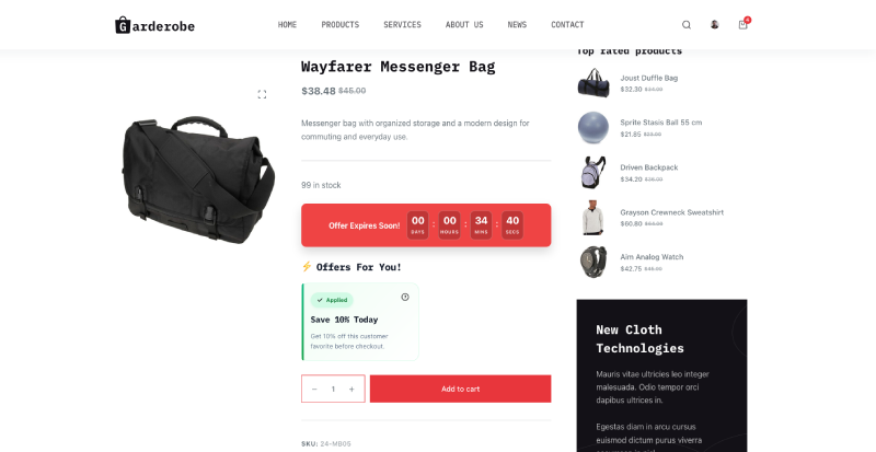 Product page offer card displayed by Ezhance
